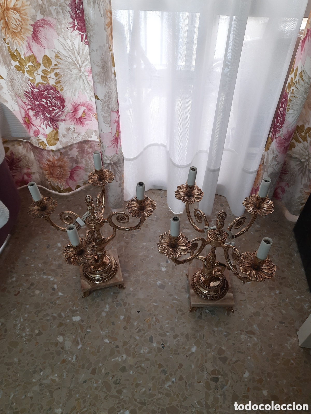 Antig&uuml;edades: Candelabros el&eacute;ctricos de bronce - Foto 7