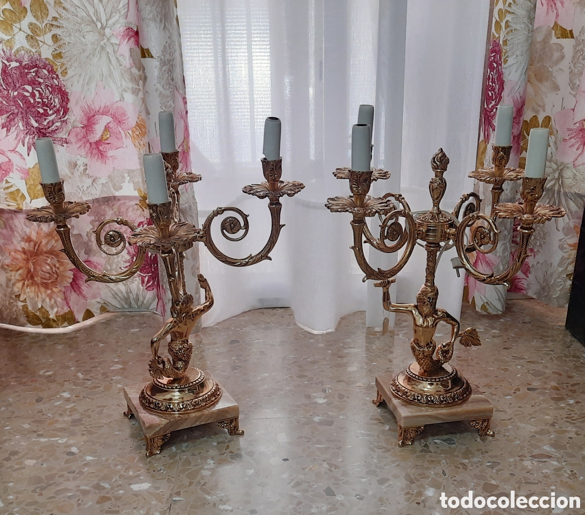 Antig&uuml;edades: Candelabros el&eacute;ctricos de bronce - Foto 1