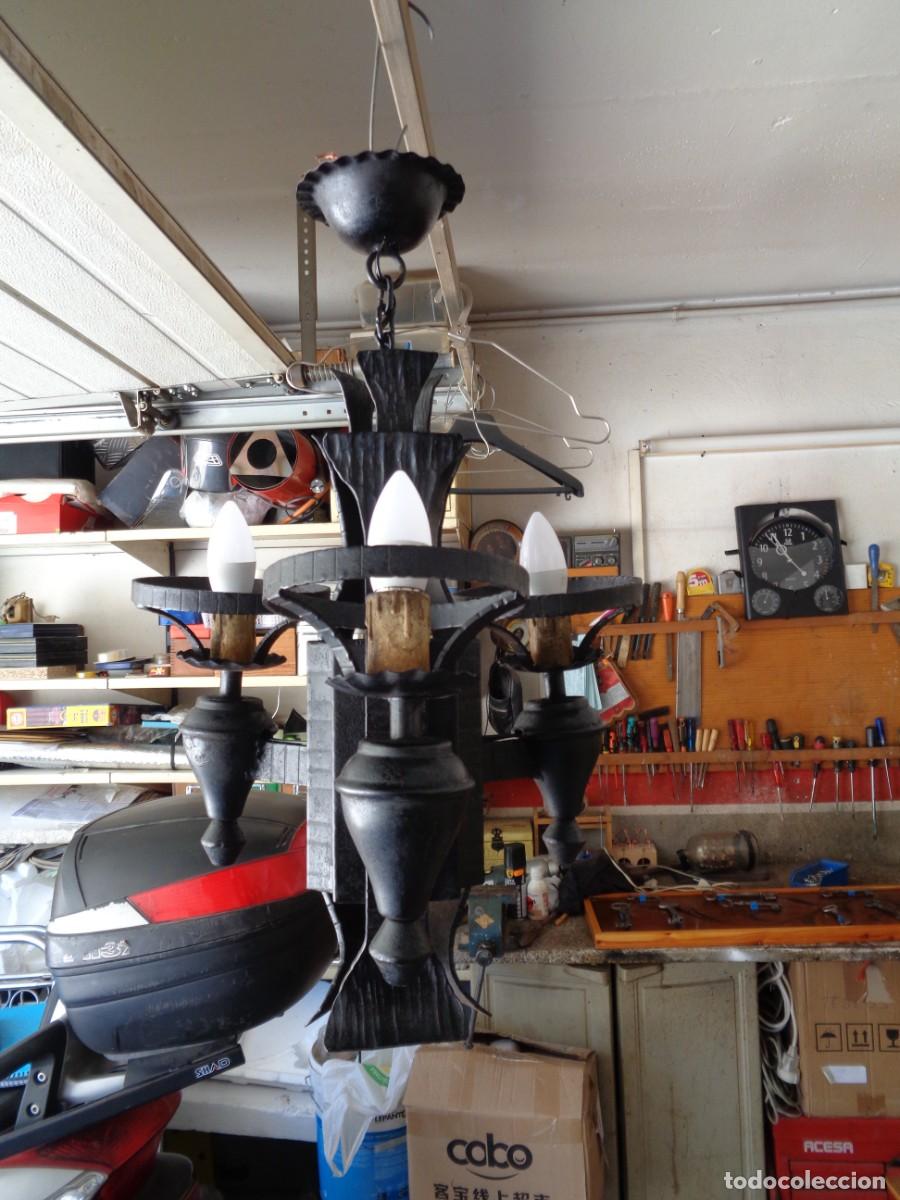 Antig&uuml;edades: lampara de forja siglo XIX electrificada - Foto 1