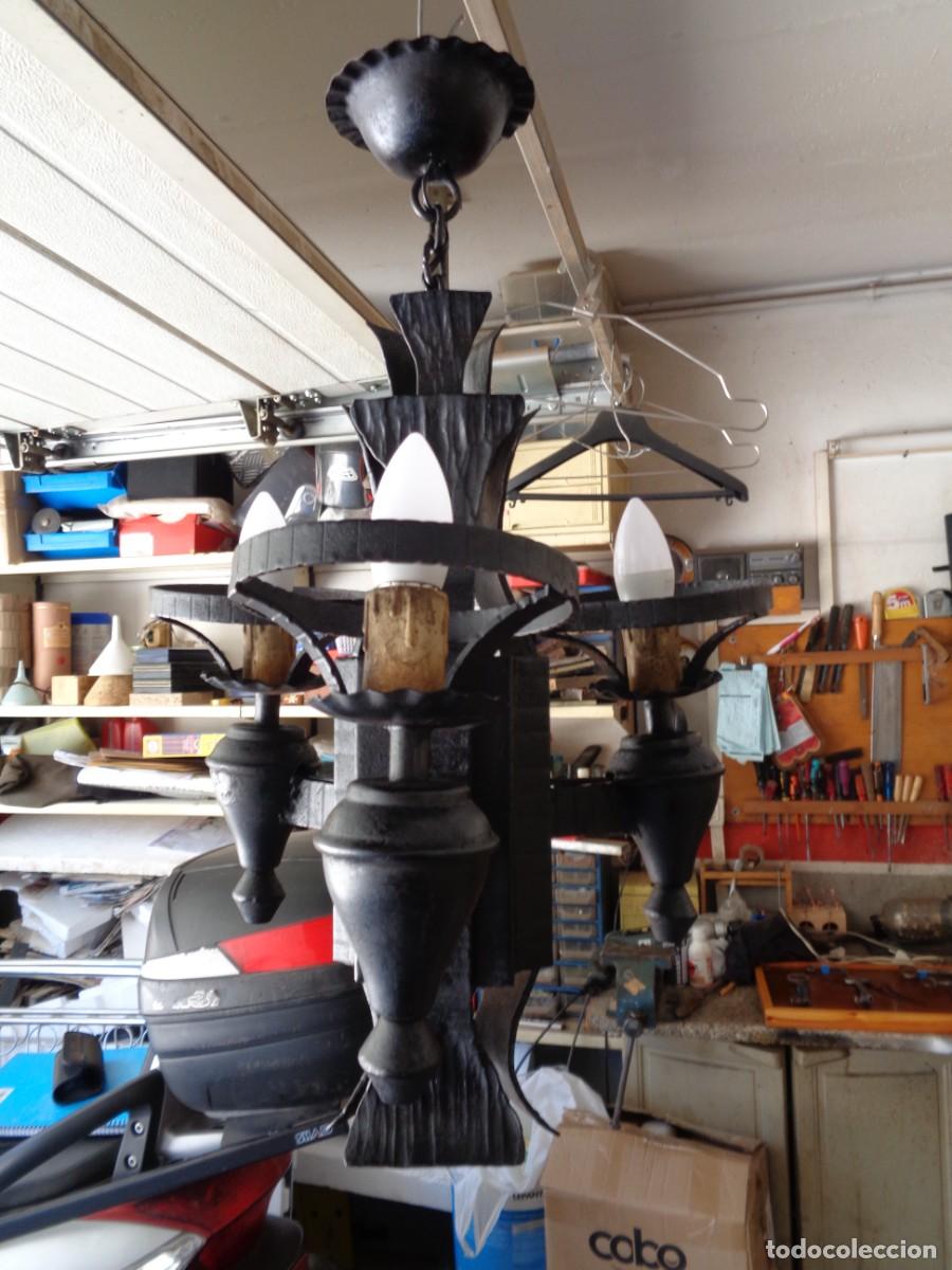 Antig&uuml;edades: lampara de forja siglo XIX electrificada - Foto 2