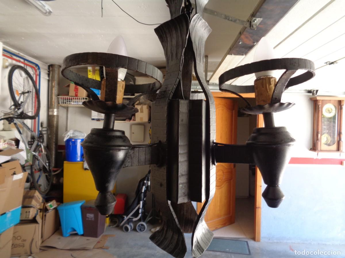Antig&uuml;edades: lampara de forja siglo XIX electrificada - Foto 3