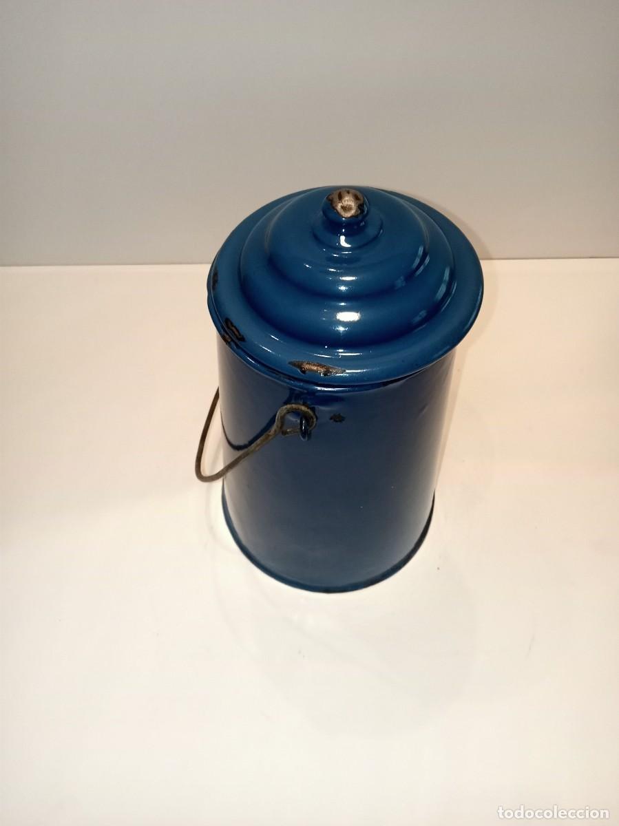 Antig&uuml;edades: LECHERA ESMALTADA AZUL - ANTIGUA - Foto 4