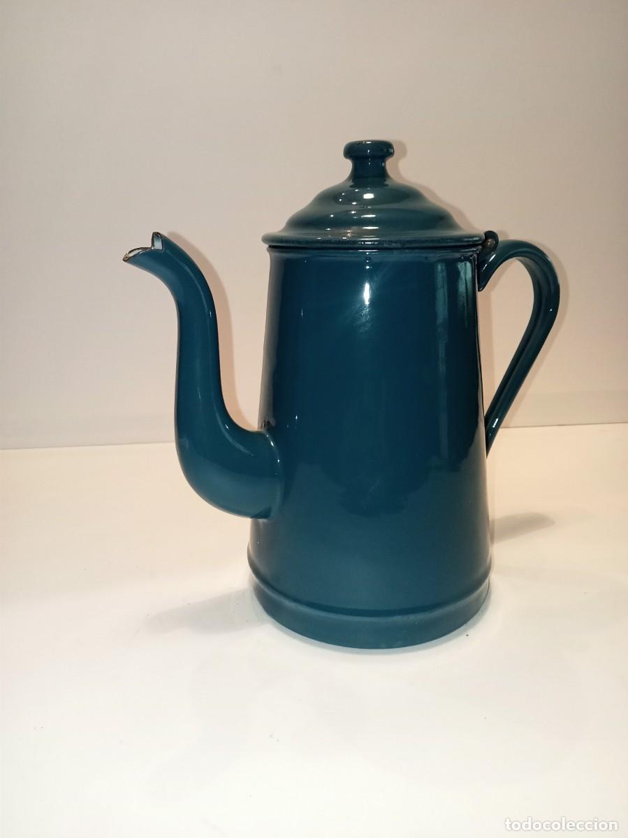 Antig&uuml;edades: CAFETERA ESMALTADA AZUL - ANTIGUA - Foto 1