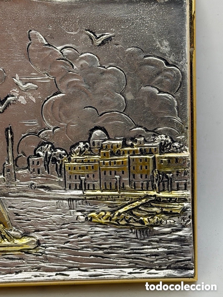 Antig&uuml;edades: Cuadro marino repujado en plata - Foto 4