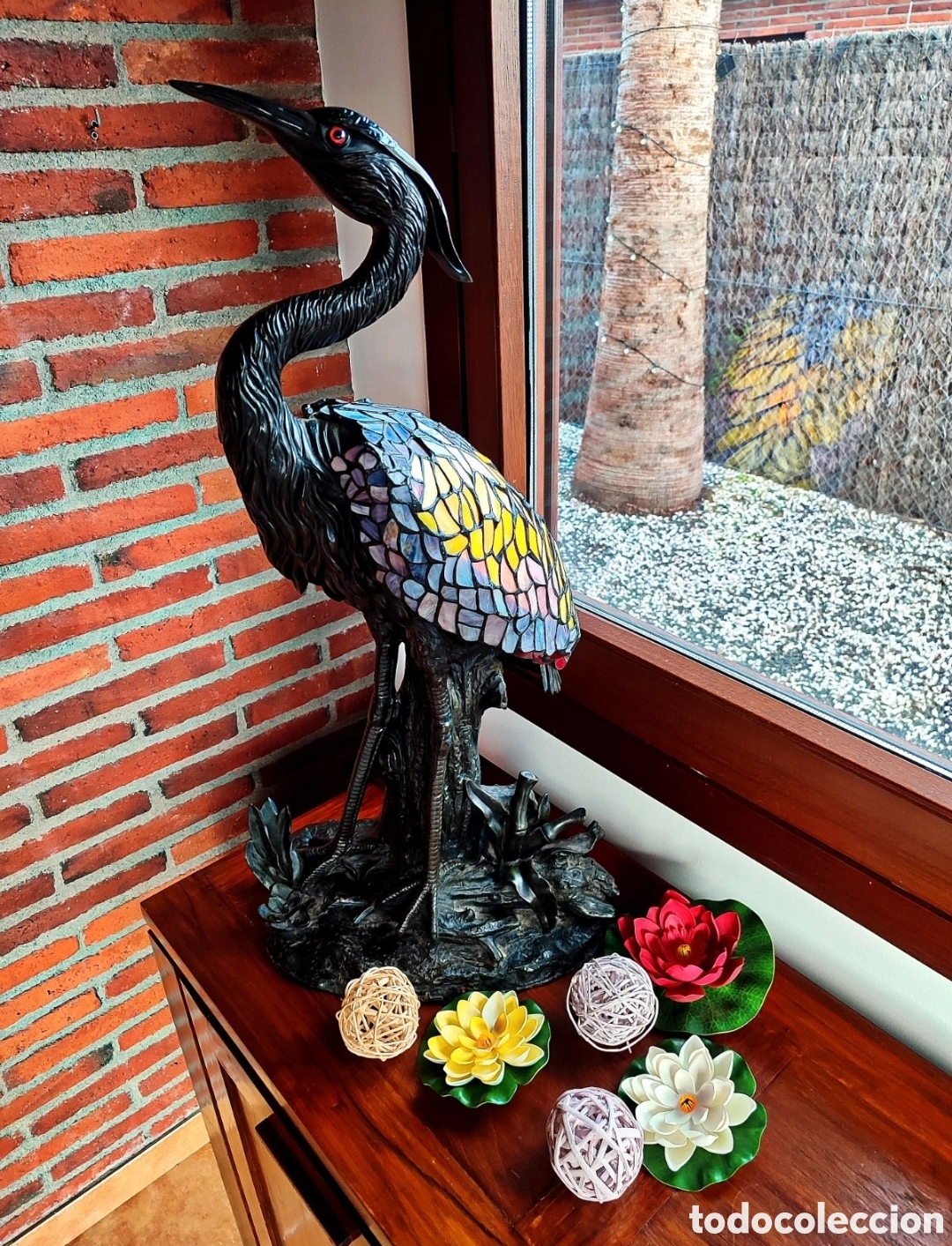 Antig&uuml;edades: Gran L&aacute;mpara Escult&oacute;rica Garza Real&ndash; Lampara Tiffany