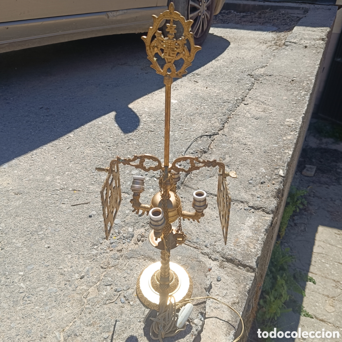 Antig&uuml;edades: Antiguo vel&oacute;n l&aacute;mpara de bronce - Foto 2