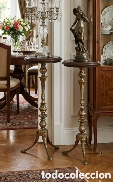 Antiquit&eacute;s: Pedestales/Peanas de Bronce y Madera - Estilo Cl&aacute;sico