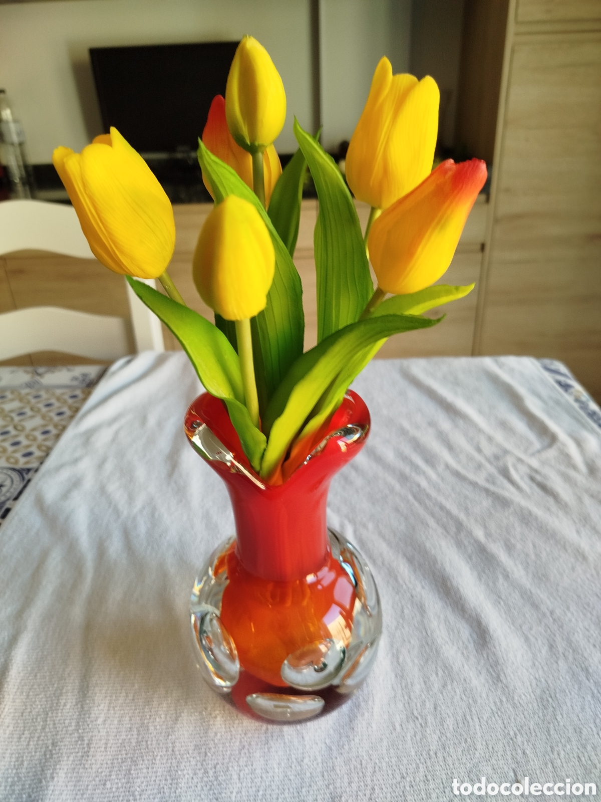 Antig&uuml;edades: Jarr&oacute;n art&iacute;stico de cristal macizo checo hecho a mano de la firma SYOBODA KARLOY