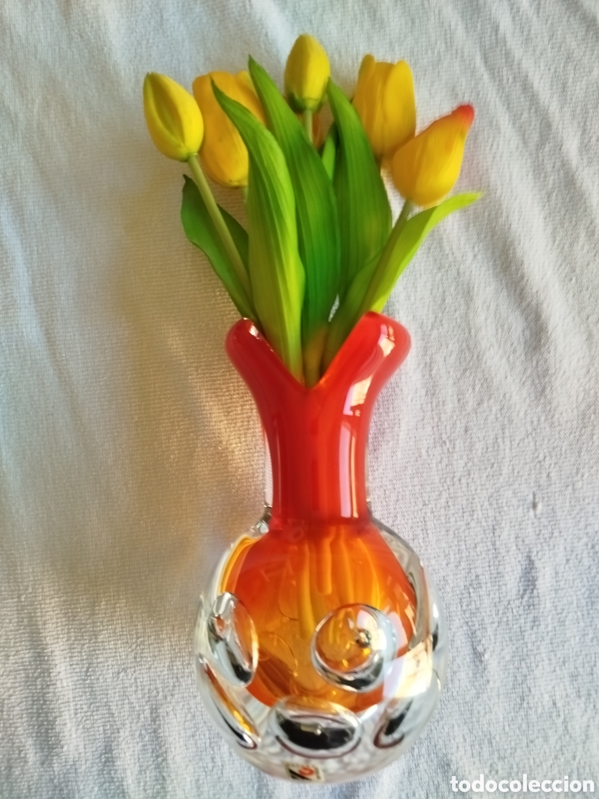 Antig&uuml;edades: Jarr&oacute;n art&iacute;stico de cristal macizo checo hecho a mano de la firma SYOBODA KARLOY