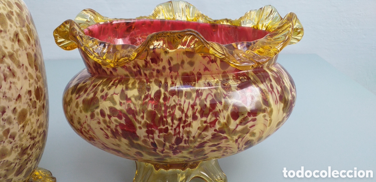 Antig&uuml;edades: Pareja Conjunto jarrones Cristal de Murano - Foto 5
