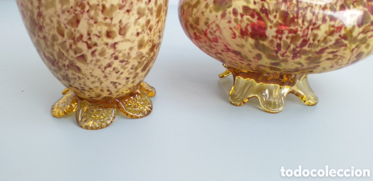 Antig&uuml;edades: Pareja Conjunto jarrones Cristal de Murano - Foto 8