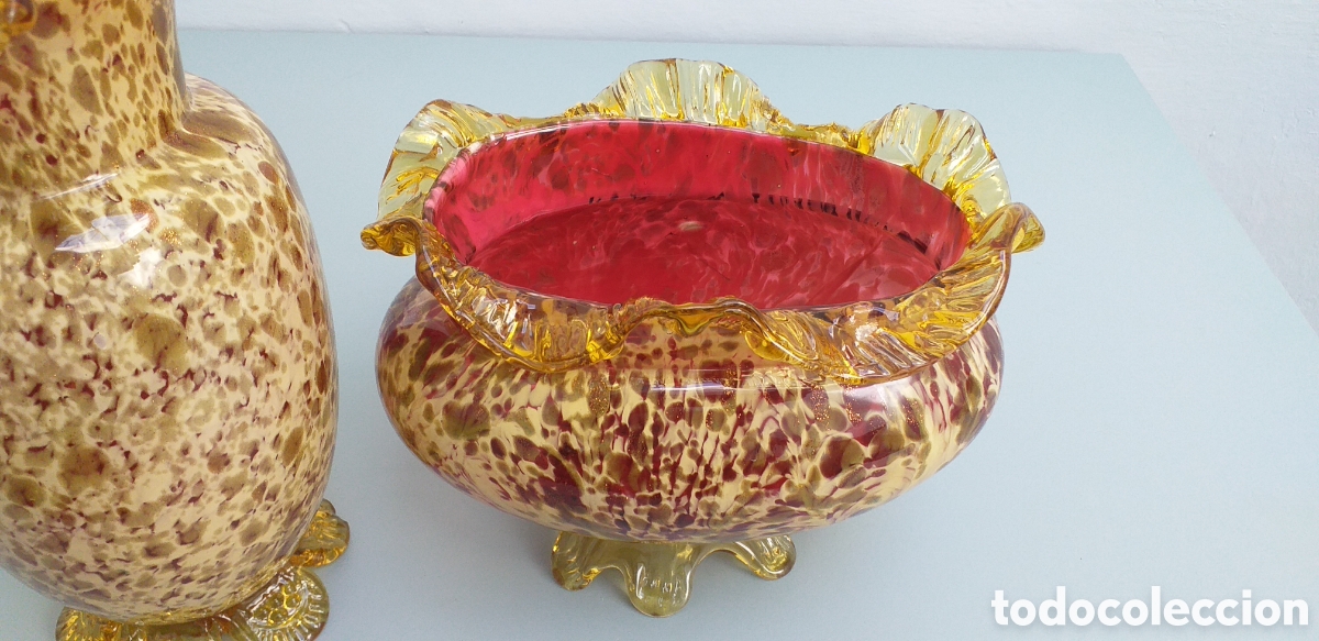 Antig&uuml;edades: Pareja Conjunto jarrones Cristal de Murano - Foto 6