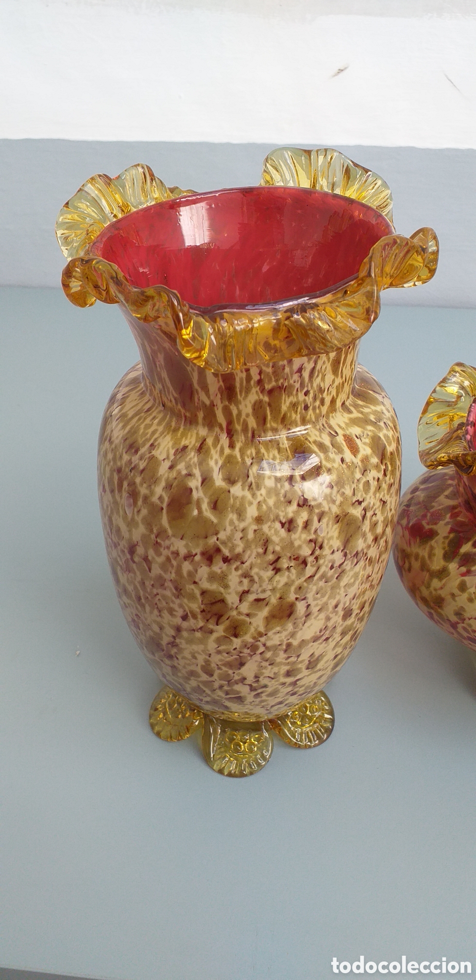 Antig&uuml;edades: Pareja Conjunto jarrones Cristal de Murano - Foto 7