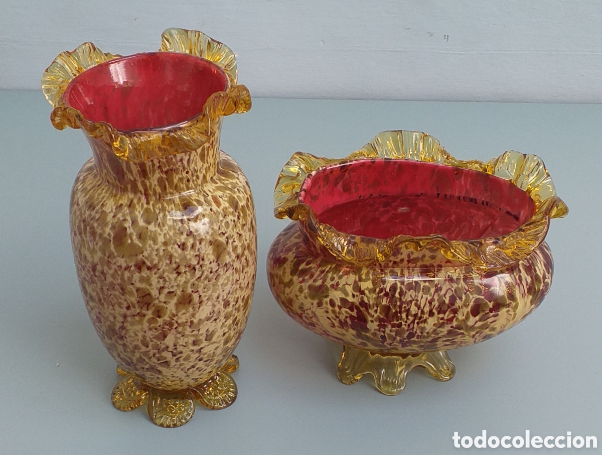 Antig&uuml;edades: Pareja Conjunto jarrones Cristal de Murano - Foto 1