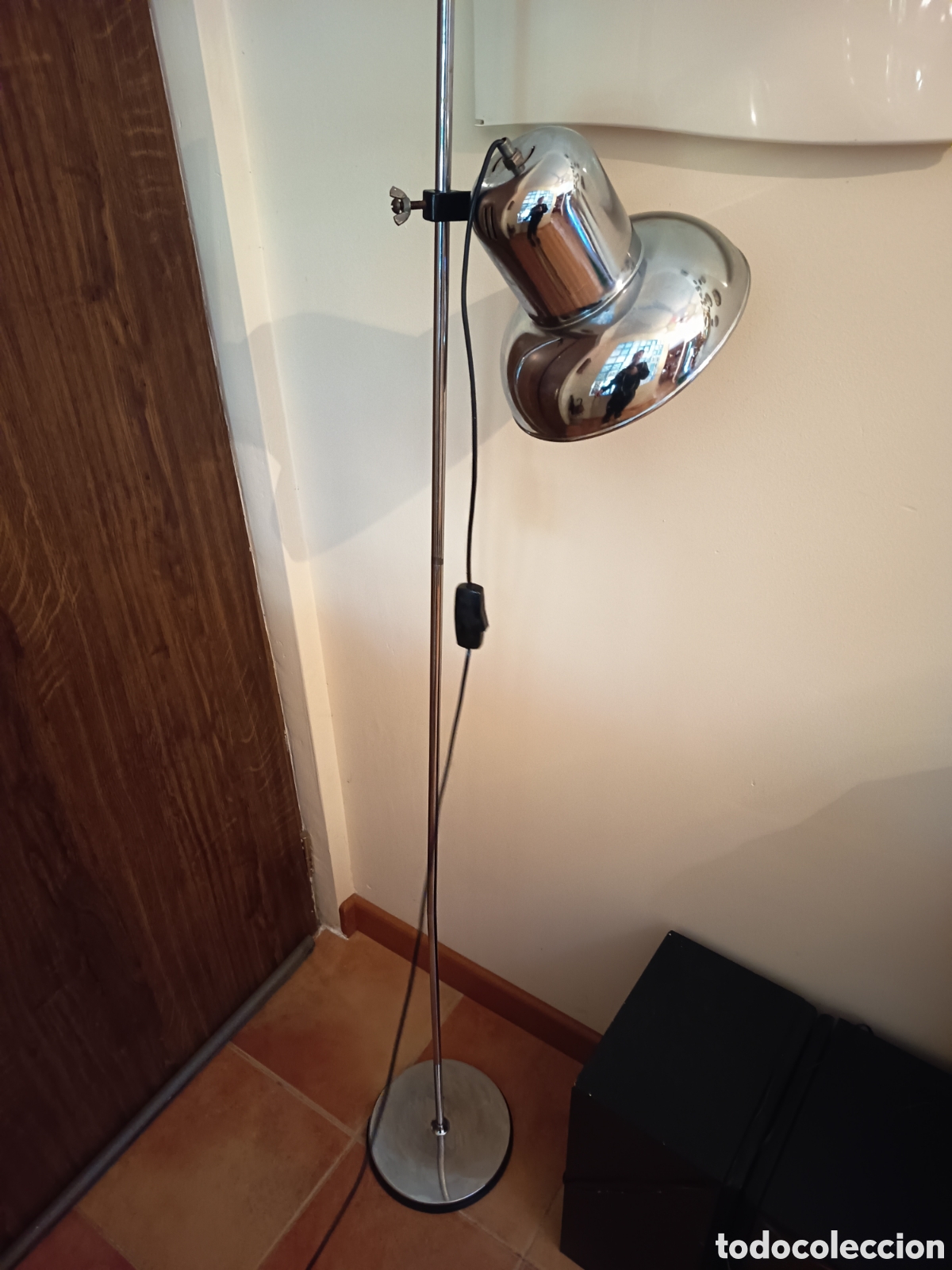 Antig&uuml;edades: Lampara de pie CODIALPO metal retro space age vintage a&ntilde;os 70 Fase metalarte cromado