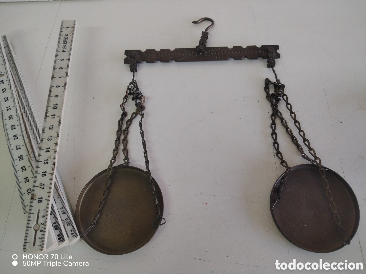 Antig&uuml;edades: Balanza antigua laton y bronce - Foto 2