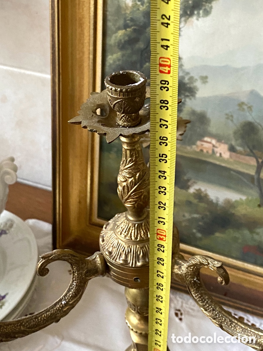 Antig&uuml;edades: Candelabro antiguo de bronce - Foto 7