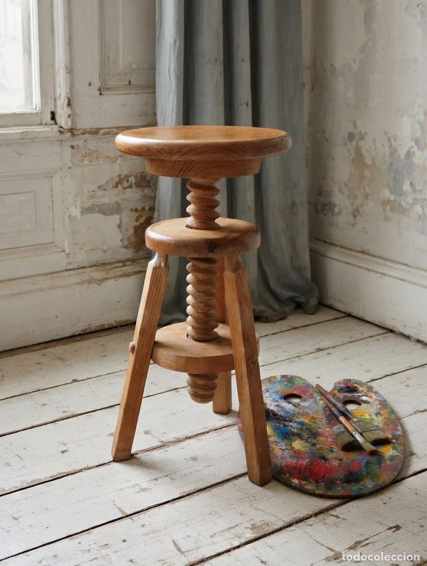 Antig&uuml;edades: Taburete de artista de madera - Foto 1
