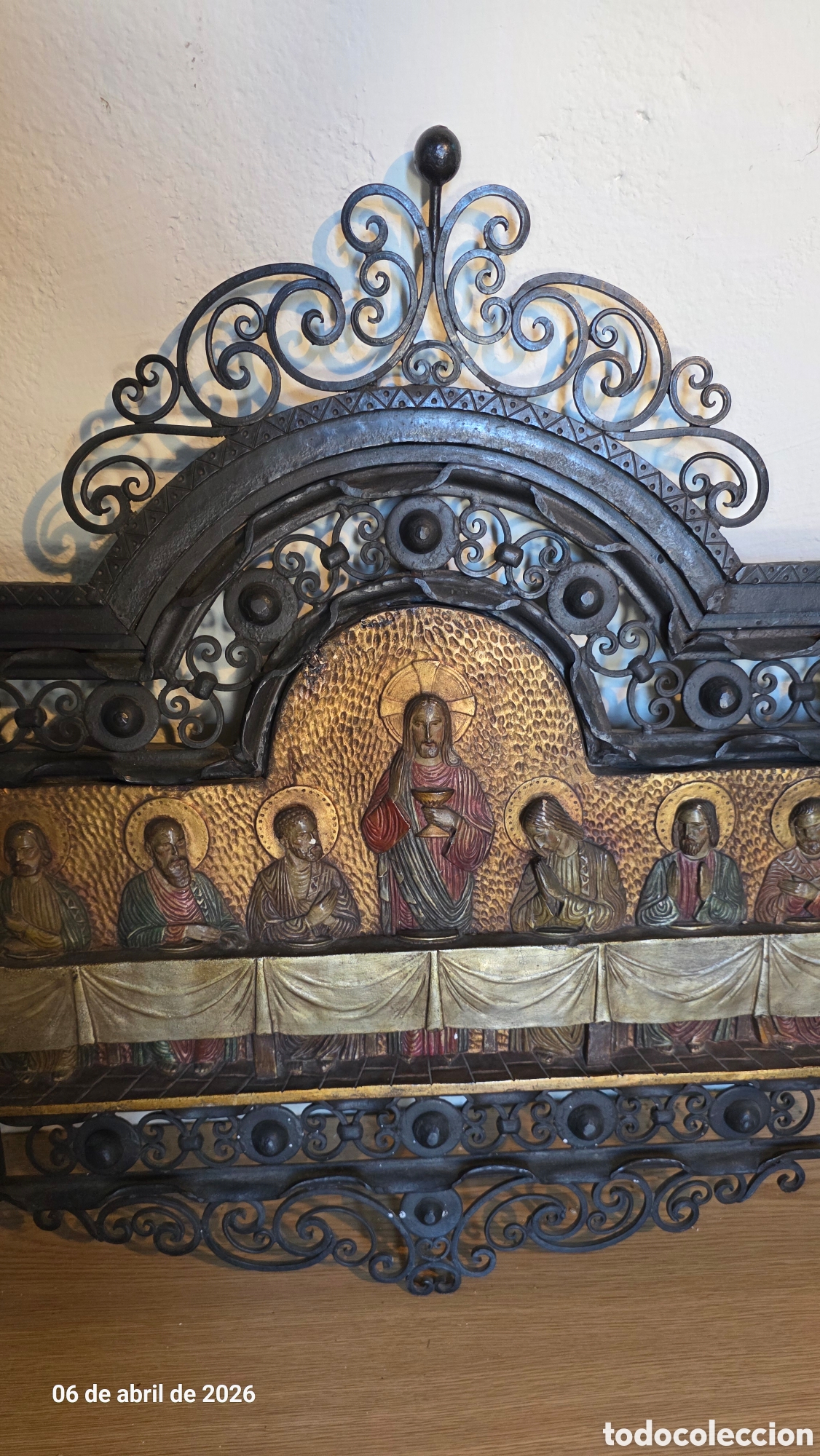 Antig&uuml;edades: Cuadro retablo ultima cena forja y laton - Foto 2