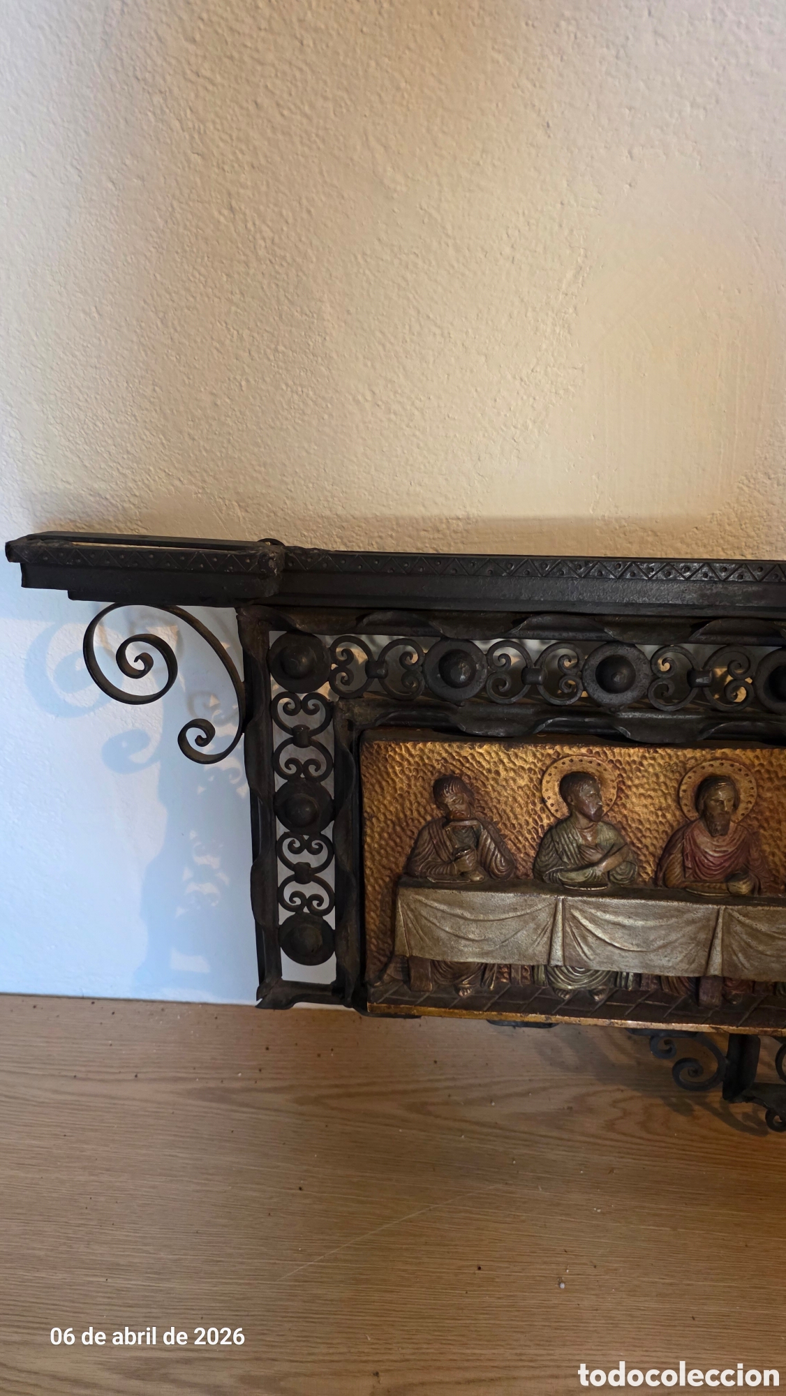Antig&uuml;edades: Cuadro retablo ultima cena forja y laton - Foto 3