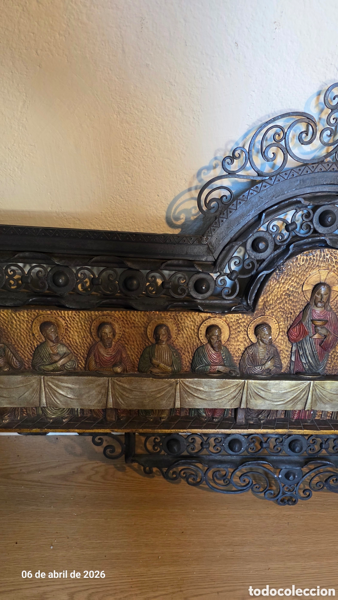 Antig&uuml;edades: Cuadro retablo ultima cena forja y laton - Foto 4