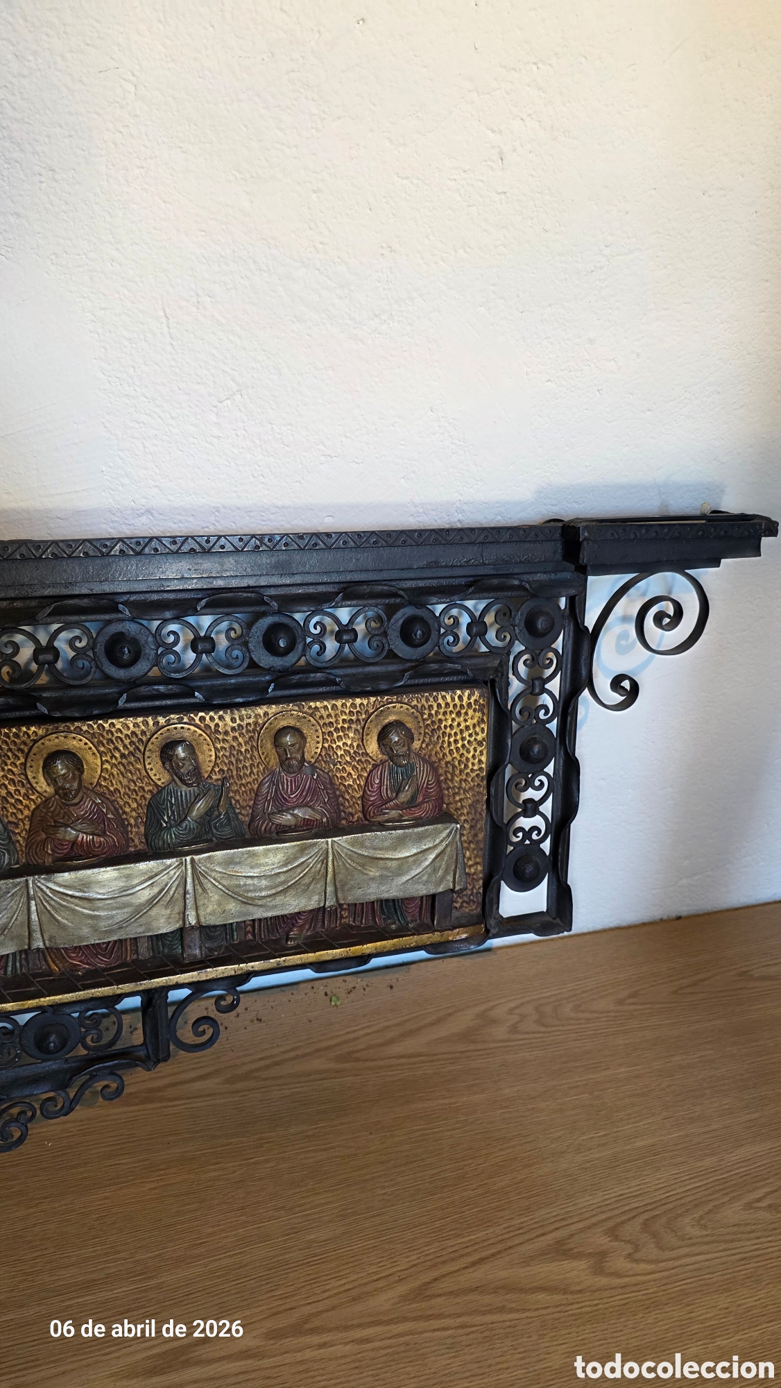 Antig&uuml;edades: Cuadro retablo ultima cena forja y laton - Foto 6