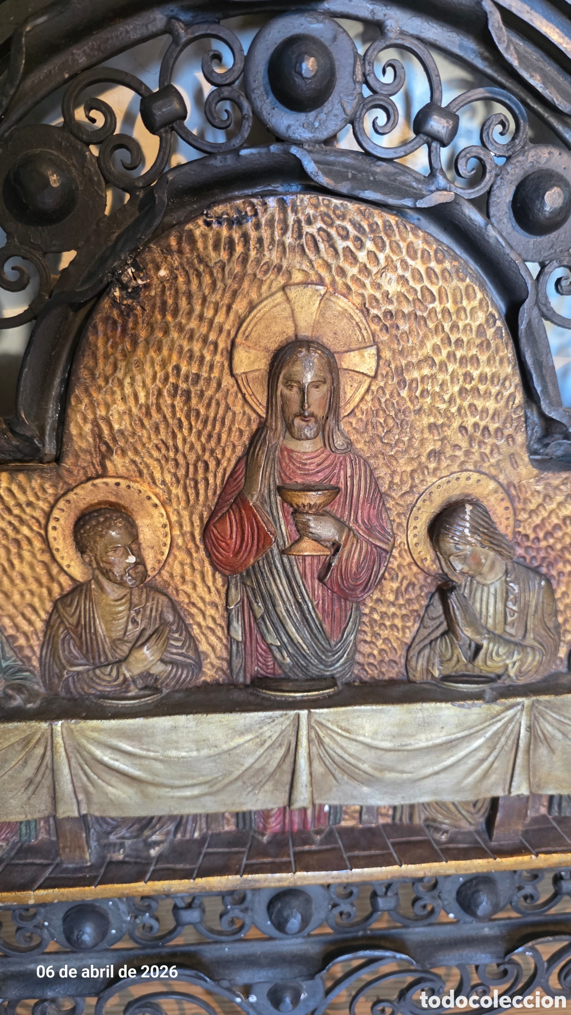 Antig&uuml;edades: Cuadro retablo ultima cena forja y laton - Foto 7
