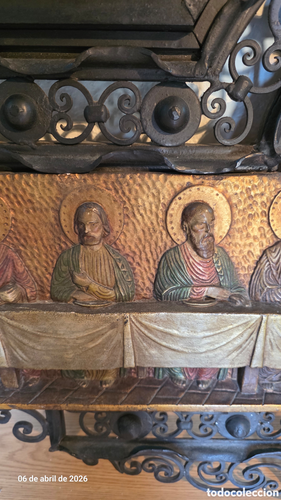 Antig&uuml;edades: Cuadro retablo ultima cena forja y laton - Foto 8