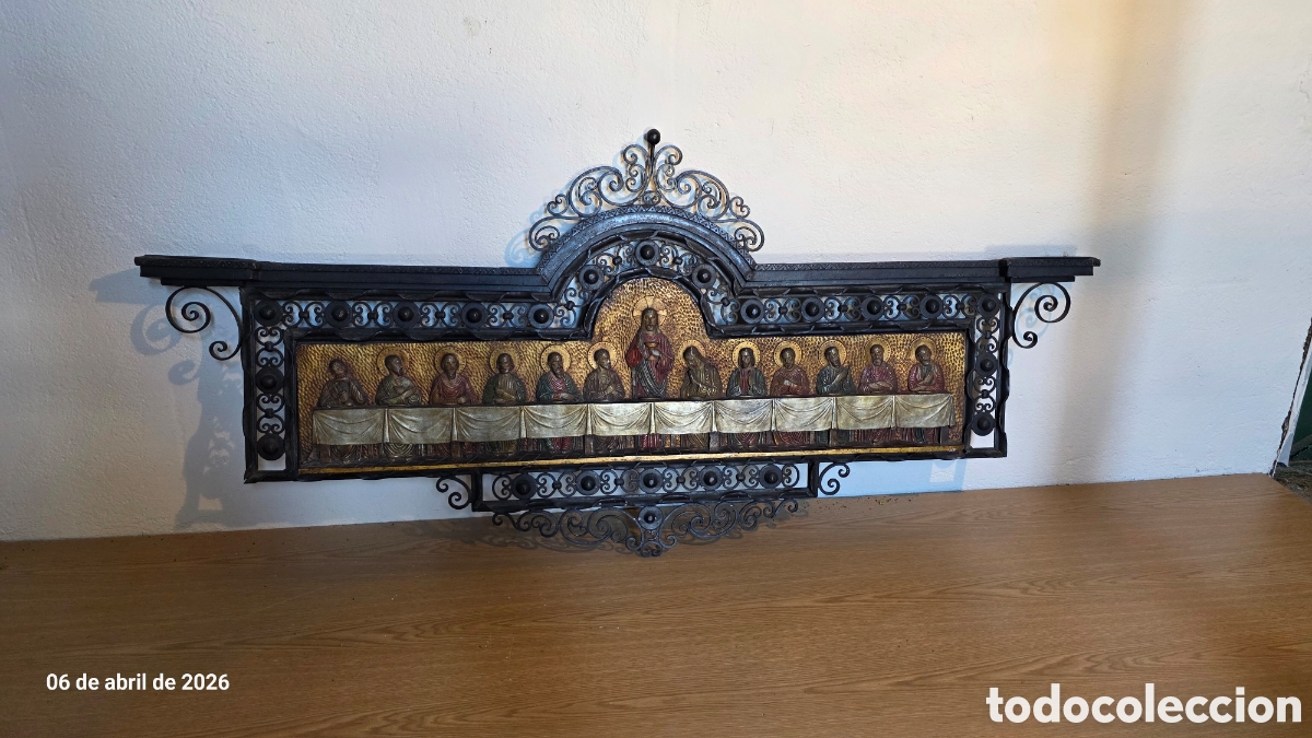 Antig&uuml;edades: Cuadro retablo ultima cena forja y laton - Foto 1