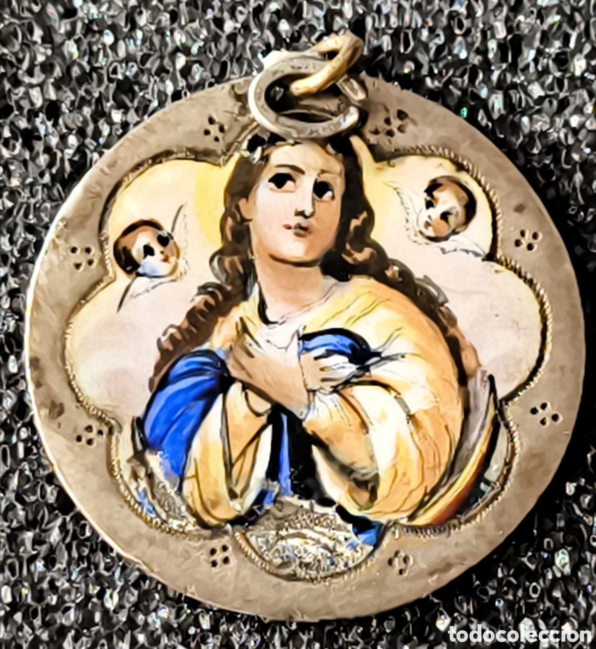 Antig&uuml;edades: MEDALLA VIRGEN ESMALTE SOBRE PLATA - Foto 1
