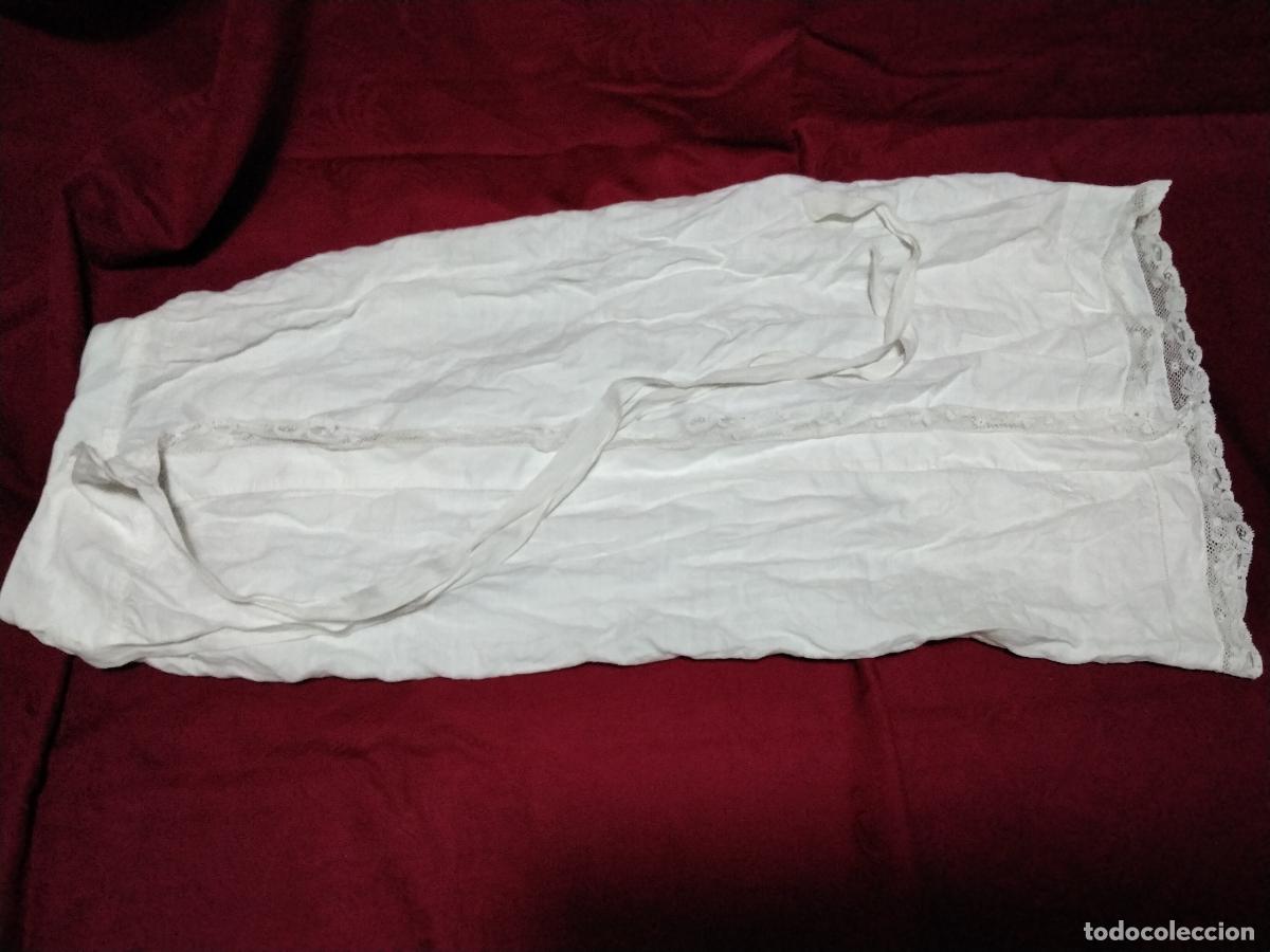 Antiguidades: ANTIGUO FALD&Oacute;N EN LINO CON PUNTILLAS DE VALENCIENNE