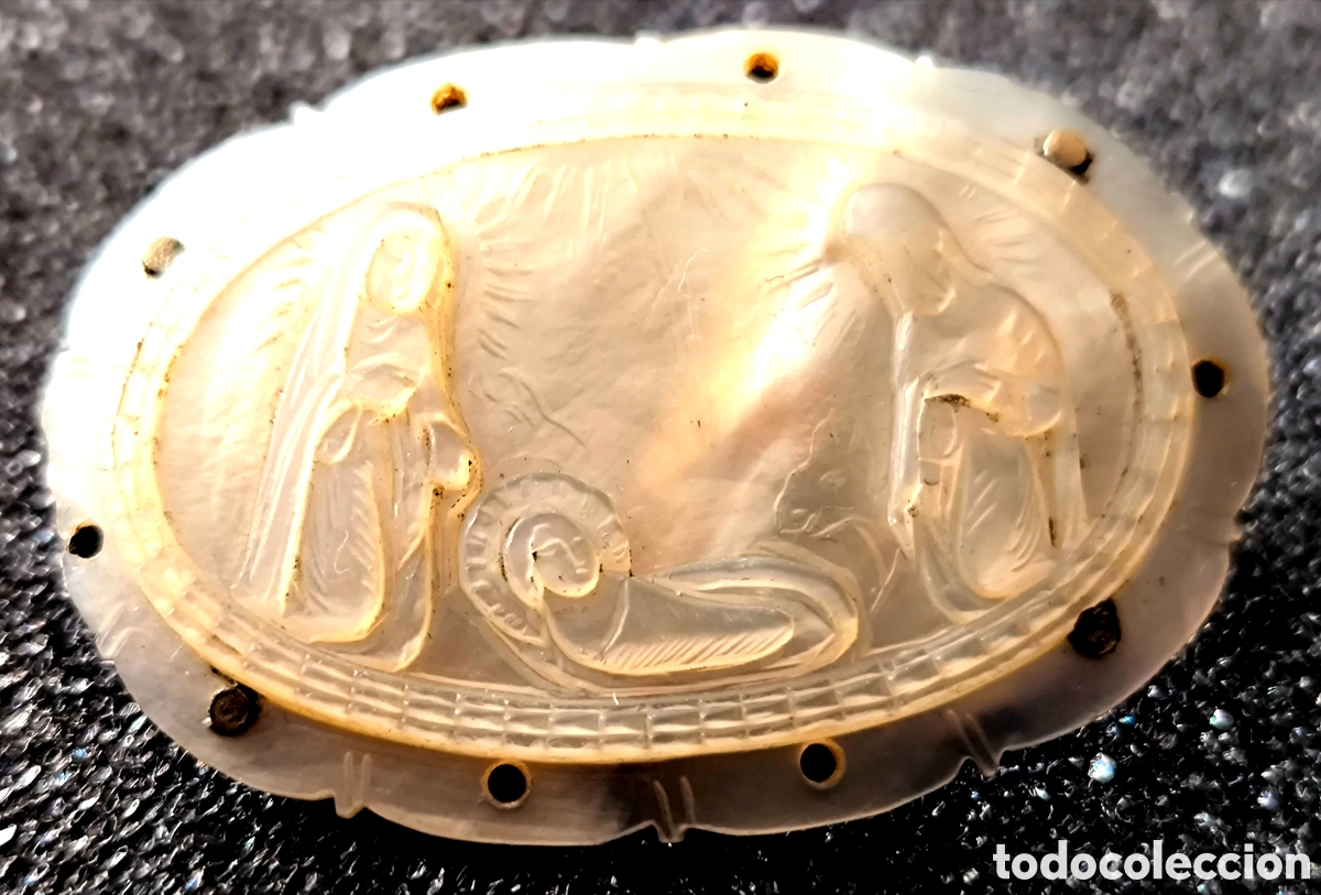 Antig&uuml;edades: BROCHE ANTIGUO NATIVIDAD EN CONCHA - Foto 1