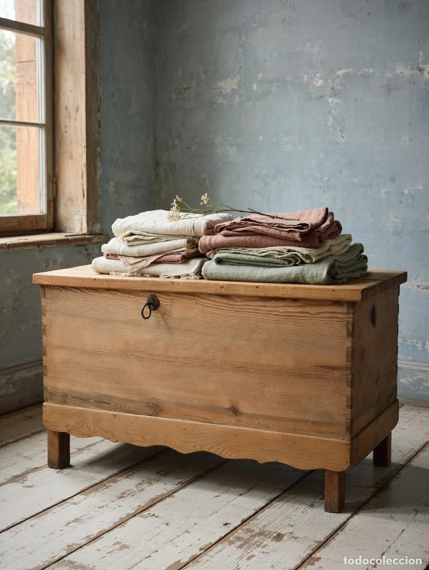 Antig&uuml;edades: Arca con llave de madera de pino. - Foto 1