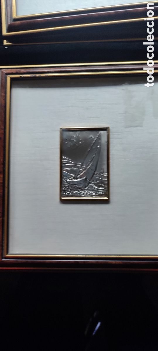 Antig&uuml;edades: Cuadro en placa de plata de ley en relieve firmada - Foto 1