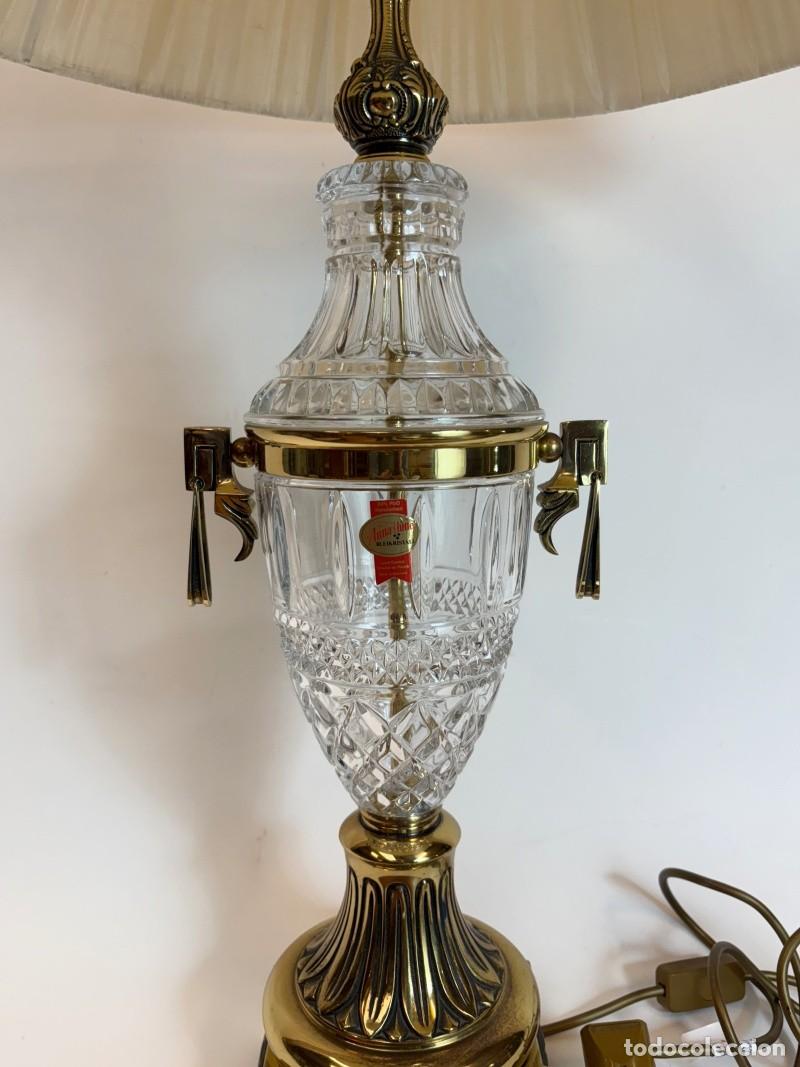 Antig&uuml;edades: L&aacute;mpara de Sobremesa Bronce y Cristal - Foto 3