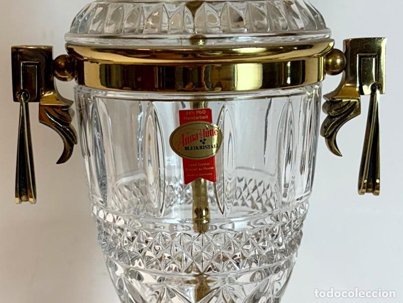 Antig&uuml;edades: L&aacute;mpara de Sobremesa Bronce y Cristal - Foto 4