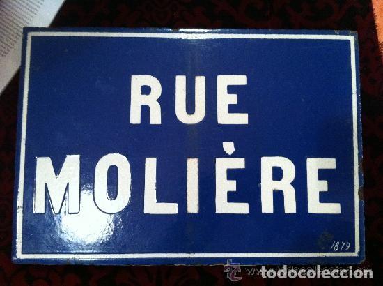 Antig&uuml;edades: PLACA ESMALTA DE LA RUE MOLIERE PARIS 1879 - Foto 1