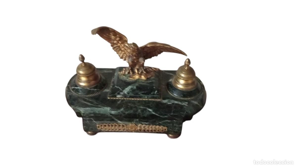 Antig&uuml;edades: Escribania Imperio en bronce y Onix. S.XIX