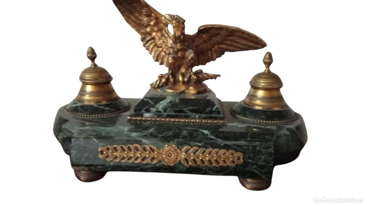 Antig&uuml;edades: Escribania Imperio en bronce y Onix. S.XIX - Foto 3