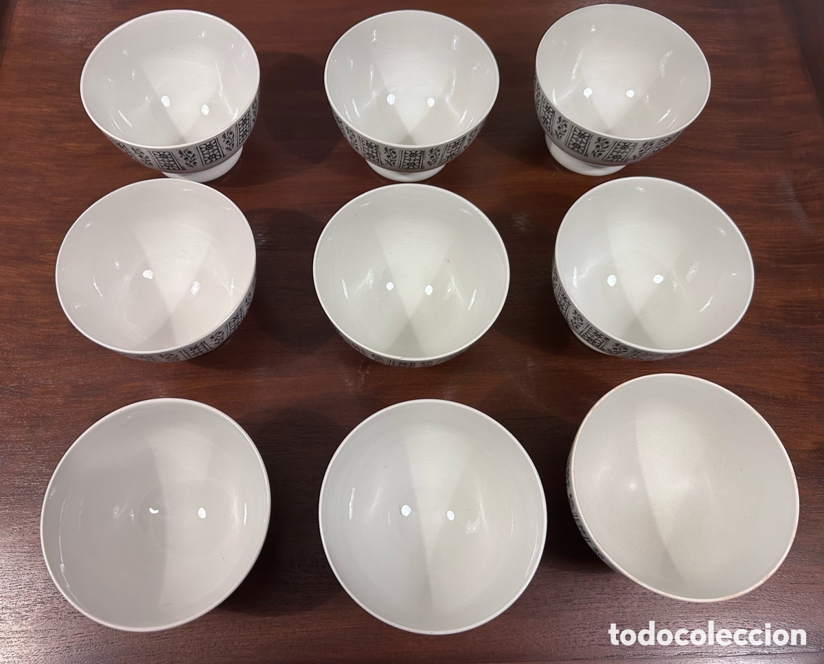 Antiques: 9 ANTIGUOS TAZONES CUENCOS TAZAS. CON SELLO. VARGAS SEGOVIA