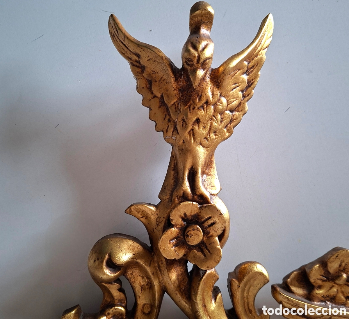 Antig&uuml;edades: ANTIGUO ESPEJO CORNUCOPIA MADERA Y PAN DE ORO - Foto 3