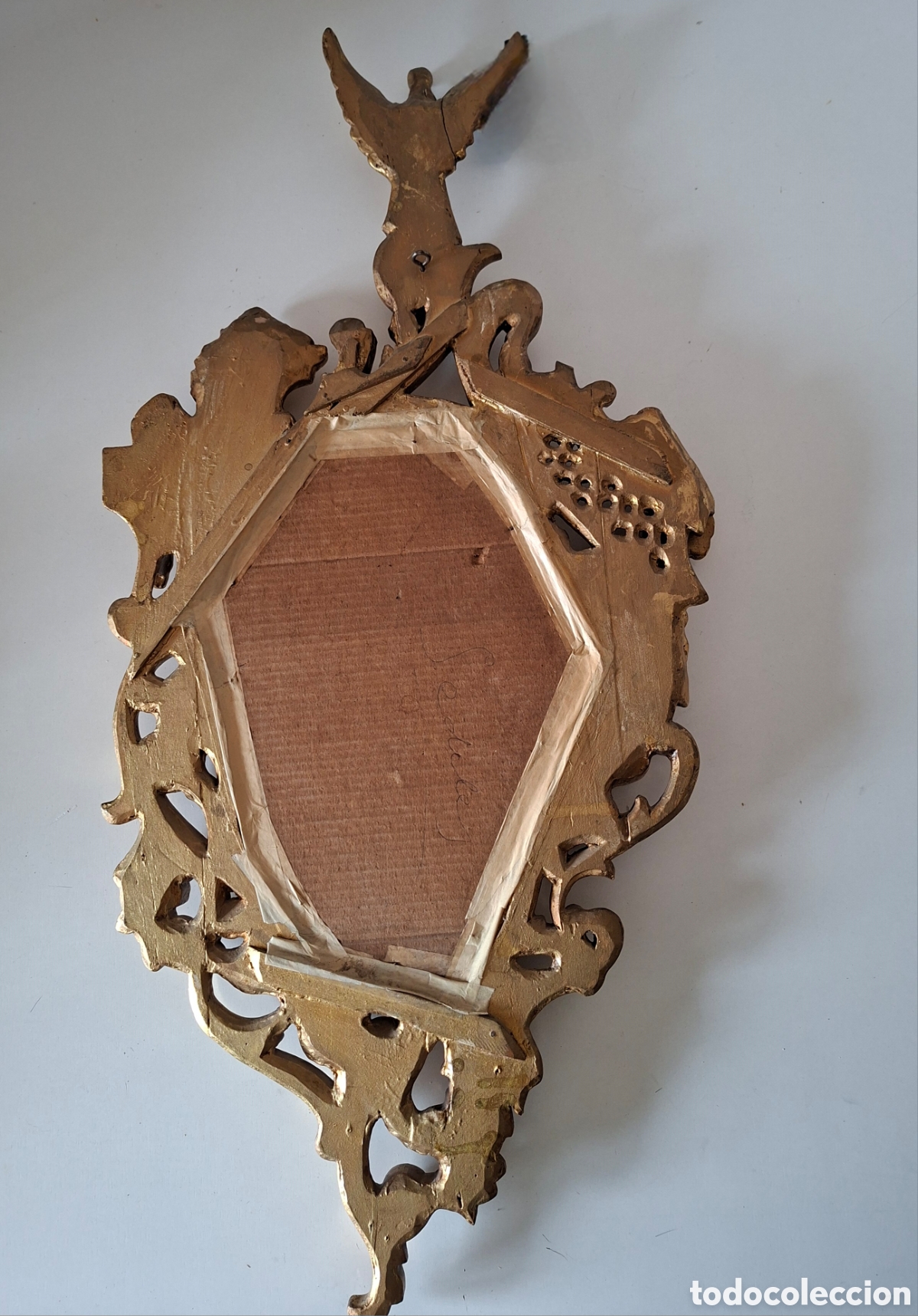 Antig&uuml;edades: ANTIGUO ESPEJO CORNUCOPIA MADERA Y PAN DE ORO - Foto 10