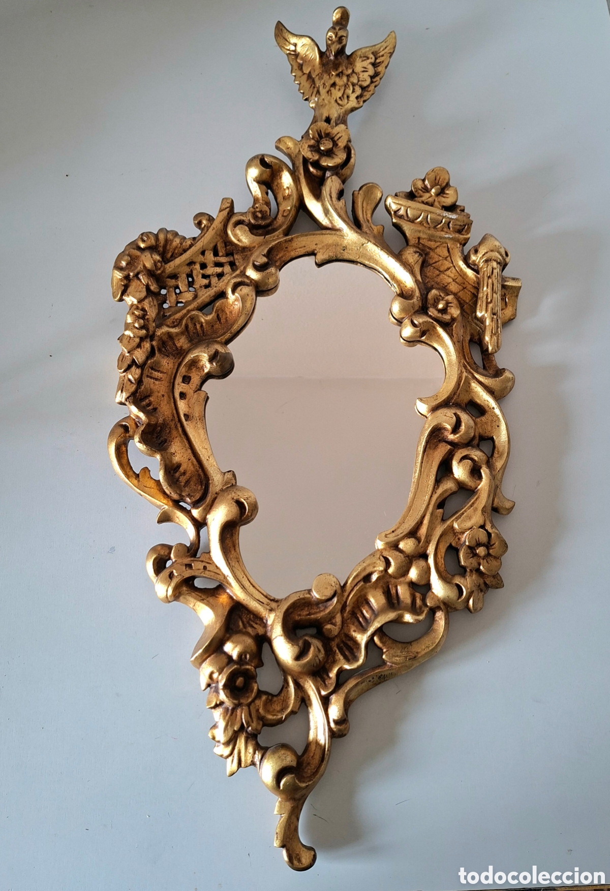Antig&uuml;edades: ANTIGUO ESPEJO CORNUCOPIA MADERA Y PAN DE ORO - Foto 1