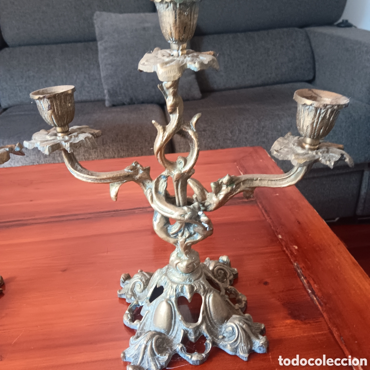 Antig&uuml;edades: Candelabros antiguos de bronce - Foto 2