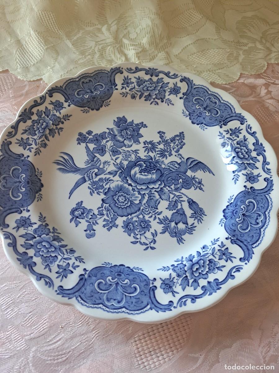 Antiques: Plato Llano de porcelana Ridgway Of Staffordshire Windsor England, Azul.