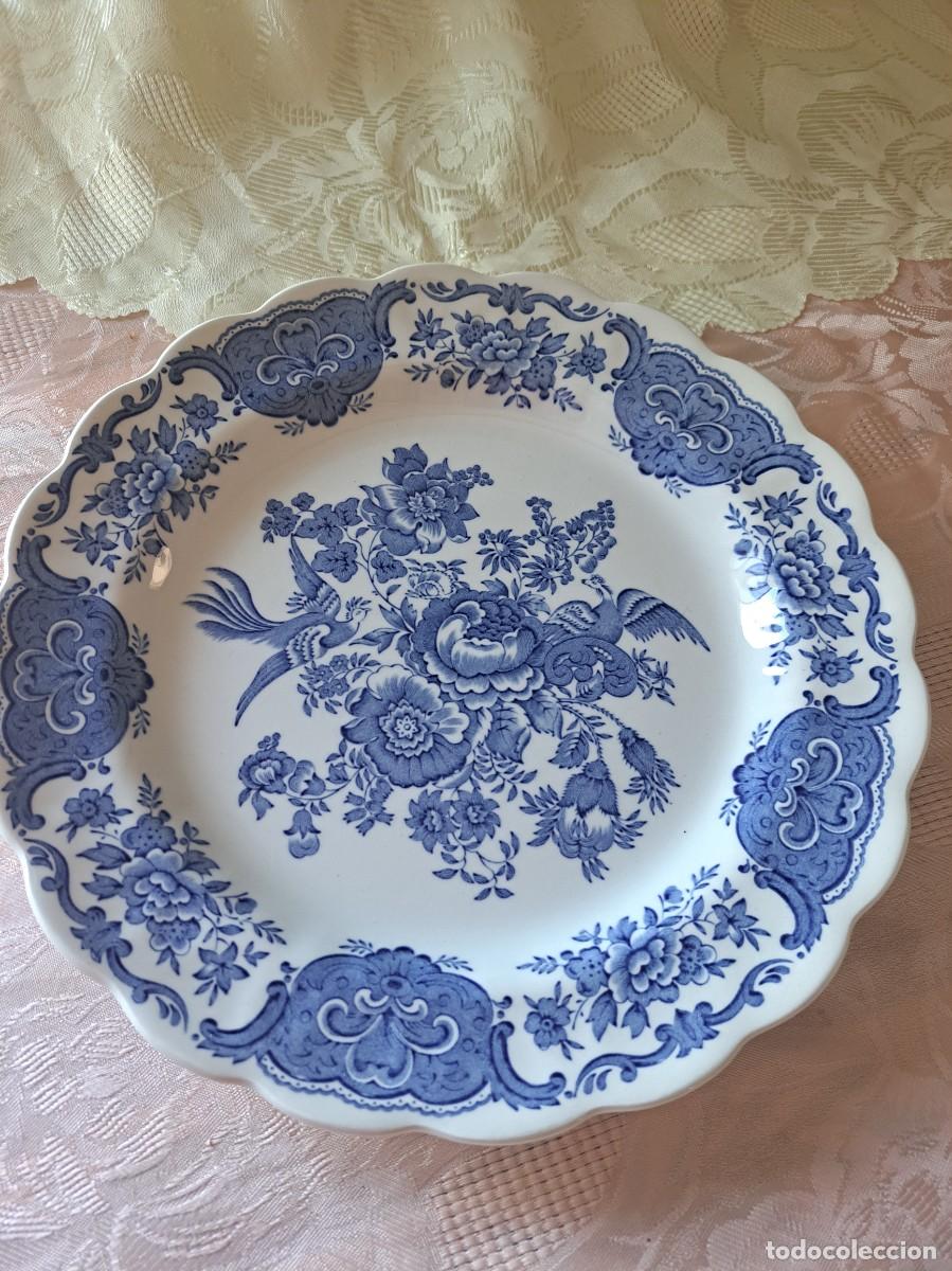 Antiques: Plato Llano de porcelana Ridgway Of Staffordshire Windsor England, Azul.