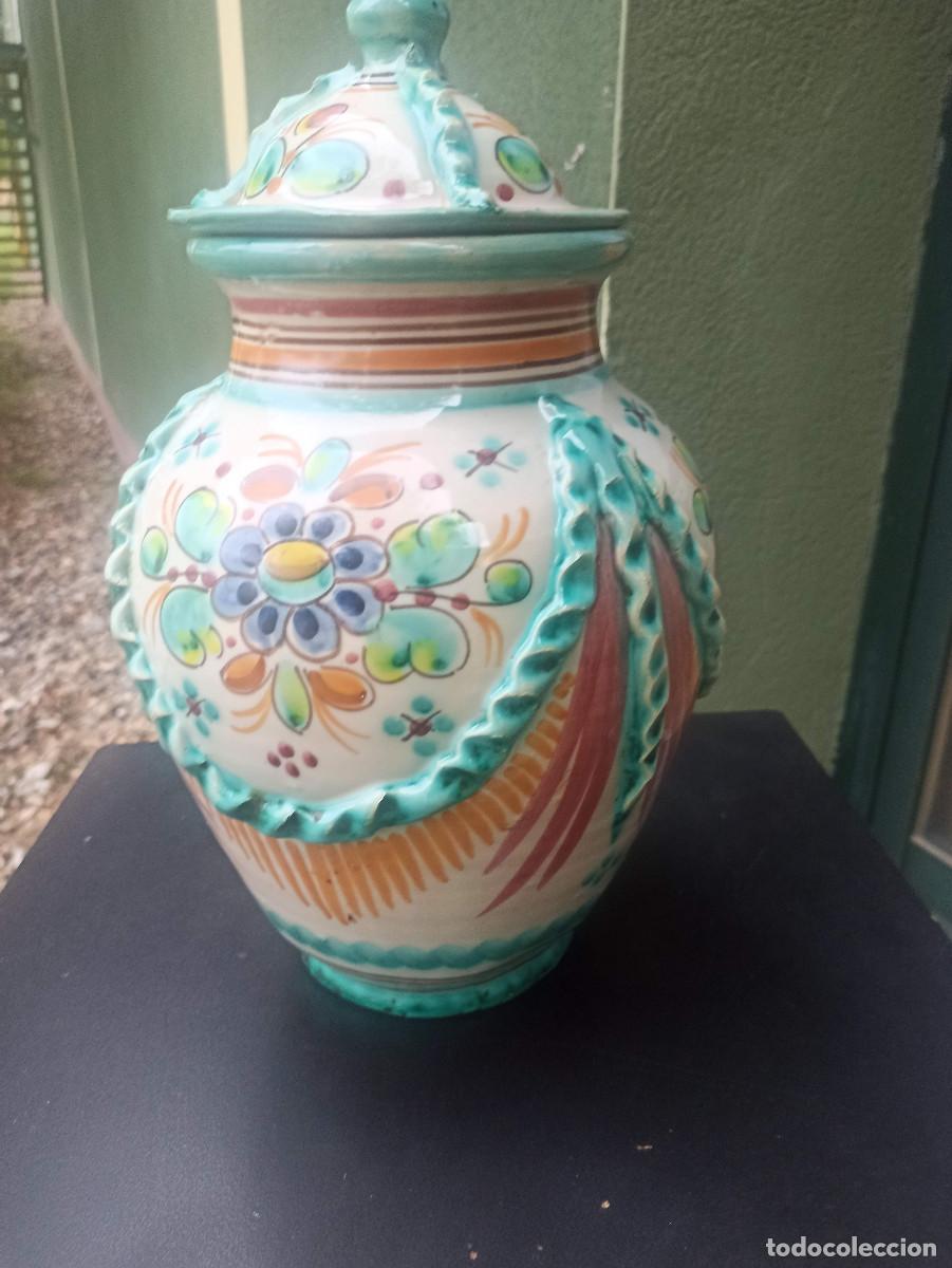 Antig&uuml;edades: Jarron con tapa Talavera 35 cm - Foto 4