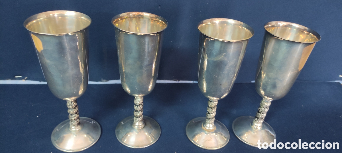 Antig&uuml;edades: Juego de 4 copas de alpaca - Foto 2