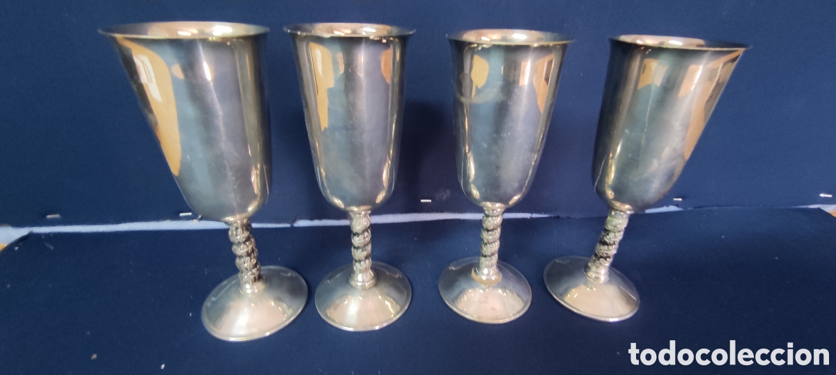 Antig&uuml;edades: Juego de 4 copas de alpaca - Foto 11