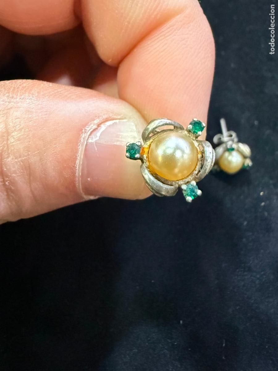 Antig&uuml;edades: PAREJA DE PENDIENTES DE PLATA - MEDIDA 1 CM - Foto 2